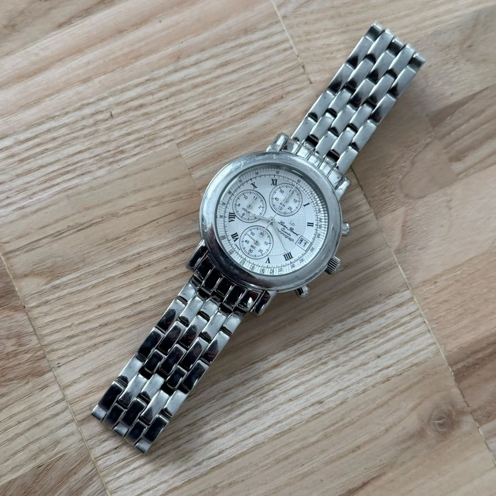 Lucien Piccard Chronograph Watch Stainless Case Bracelet Silver Dial New Crystal